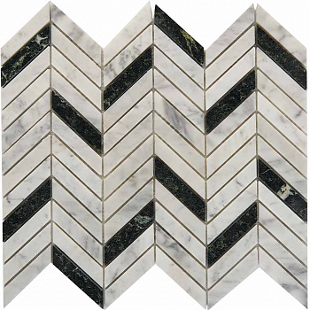 PIX 287 Bianco carrara, Spider Green, чип  мм, сетка 307х286x8 мм, Полированная арт. 73799