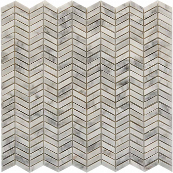 PIX 290 Bianco carrara, чип 27x10 мм, сетка 298х307x8 мм, Полированная арт. 73802