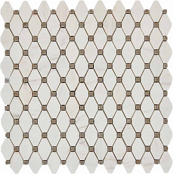 PIX 284 Bianco Dolomite, Cinderella Grey, чип 39x24 мм, сетка 286х295x7 мм, Полированная арт. 73845