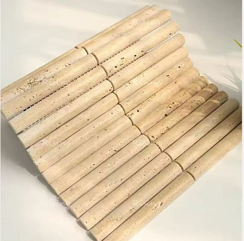 PIX 362 Yellow Travertine, Convex, чип 20х151 мм, сетка 300х305х12 мм, Матовая арт. 82338