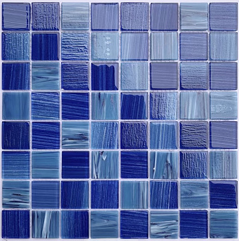 Плитка декоративная стеклянная Alaska dark blue/Аляска тёмно-синий 36*36*4  304*304 арт. 90758