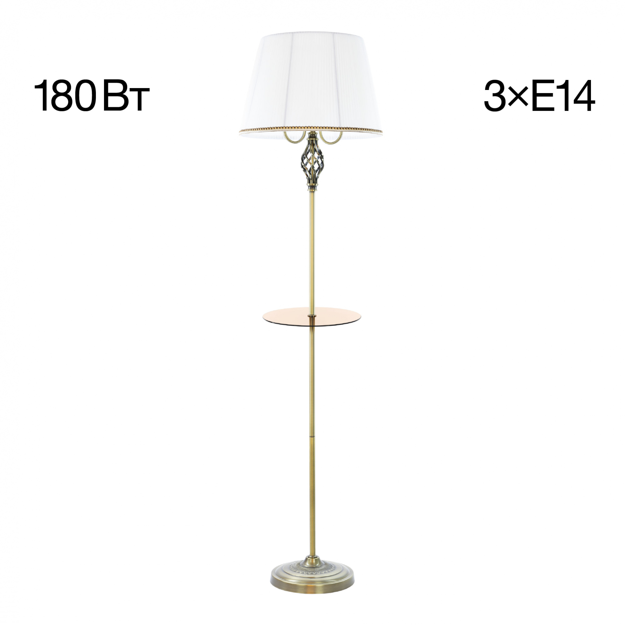 Citilux Вена CL402930T Торшер бронза со столиком и белым абажуром арт. 89043