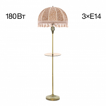 Citilux Базель CL407935T Торшер бронза со столиком и абажуром Вышивка арт. 89089