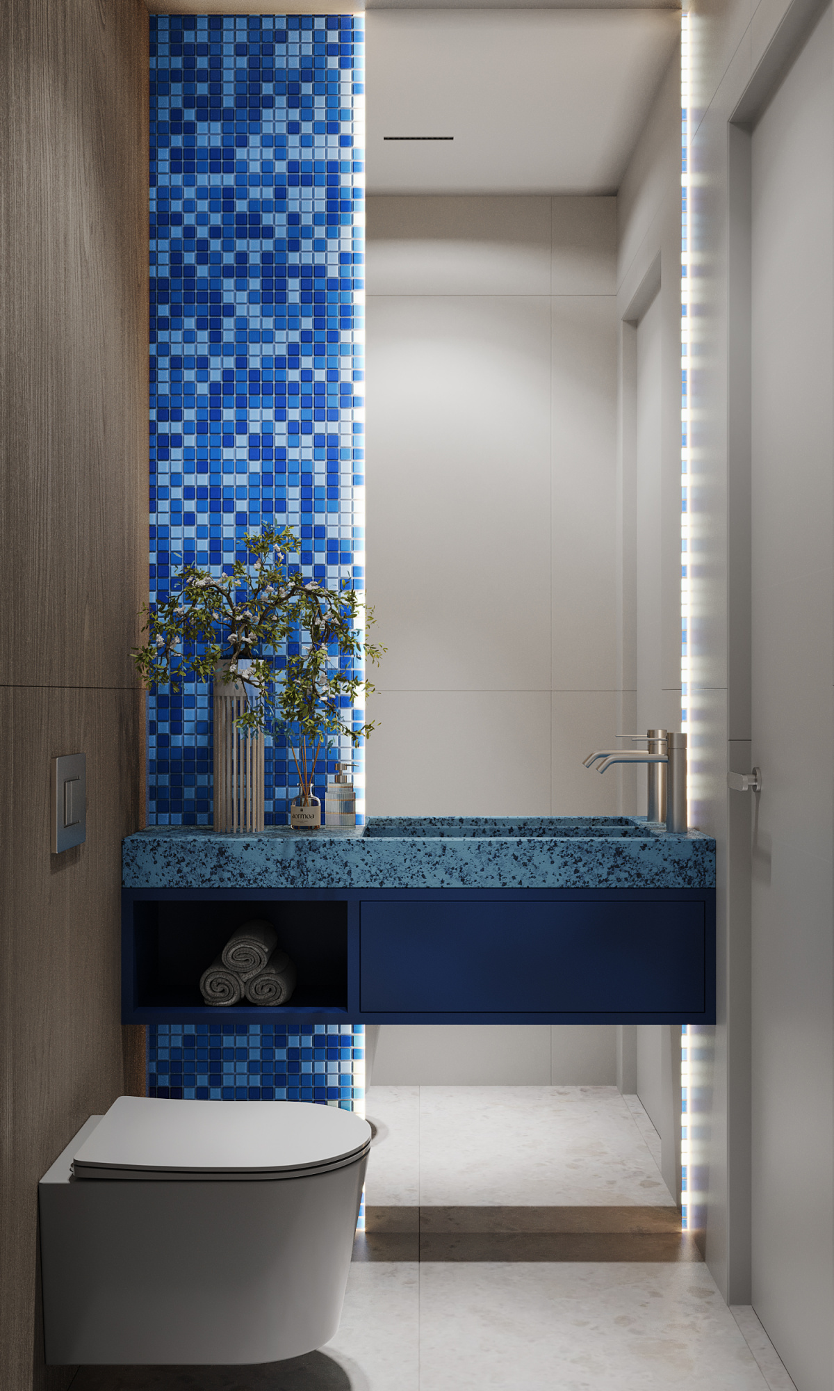 Плитка декоративная стеклянная Blue wave-2/Голубая волна-2 25*25 300*300 арт. 90655