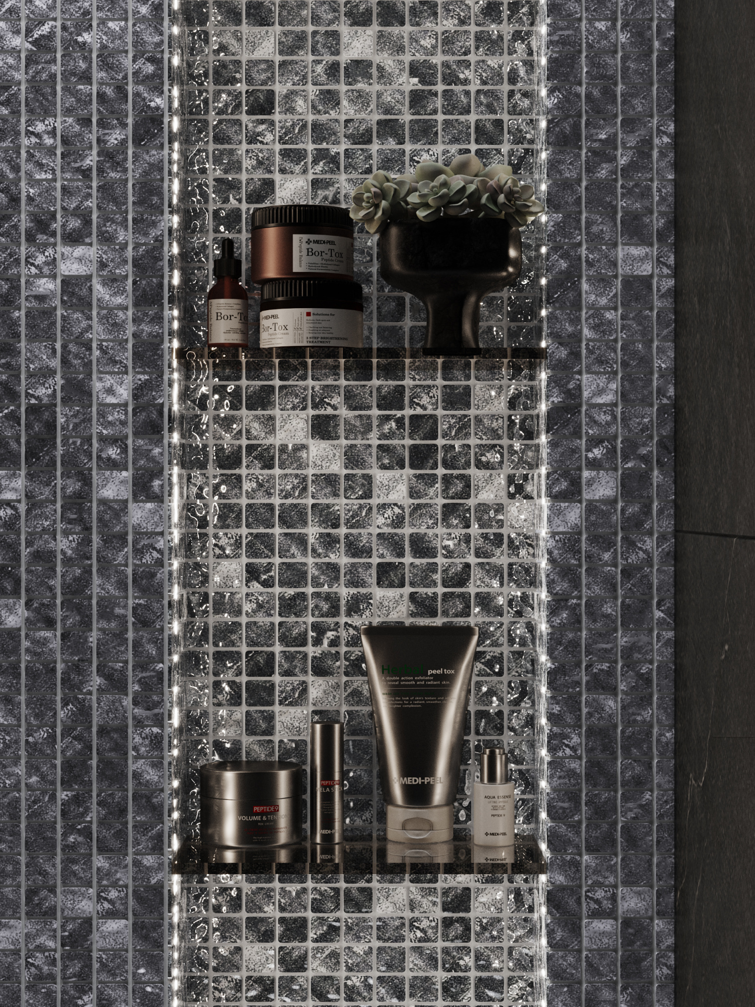 Плитка декоративная стеклянная Atlantis Iron/Атлантика металлический 4*24*24 315*315 арт. 90427