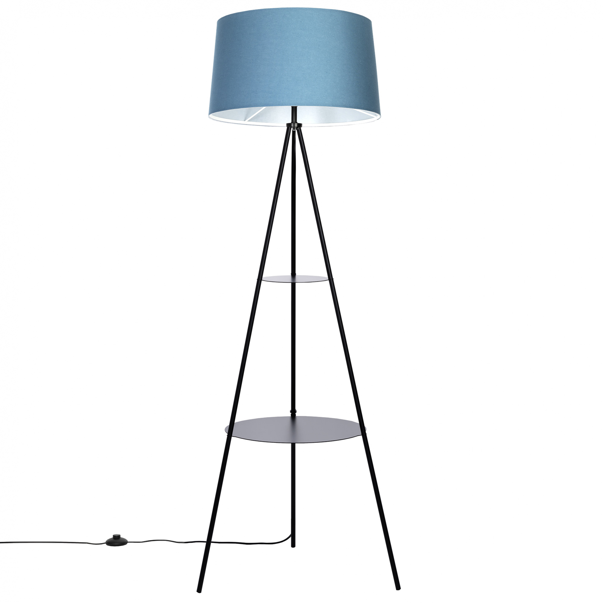 Citilux Рейнер CL806023 Торшер чёрный со столиком и синим абажуром арт. 89123