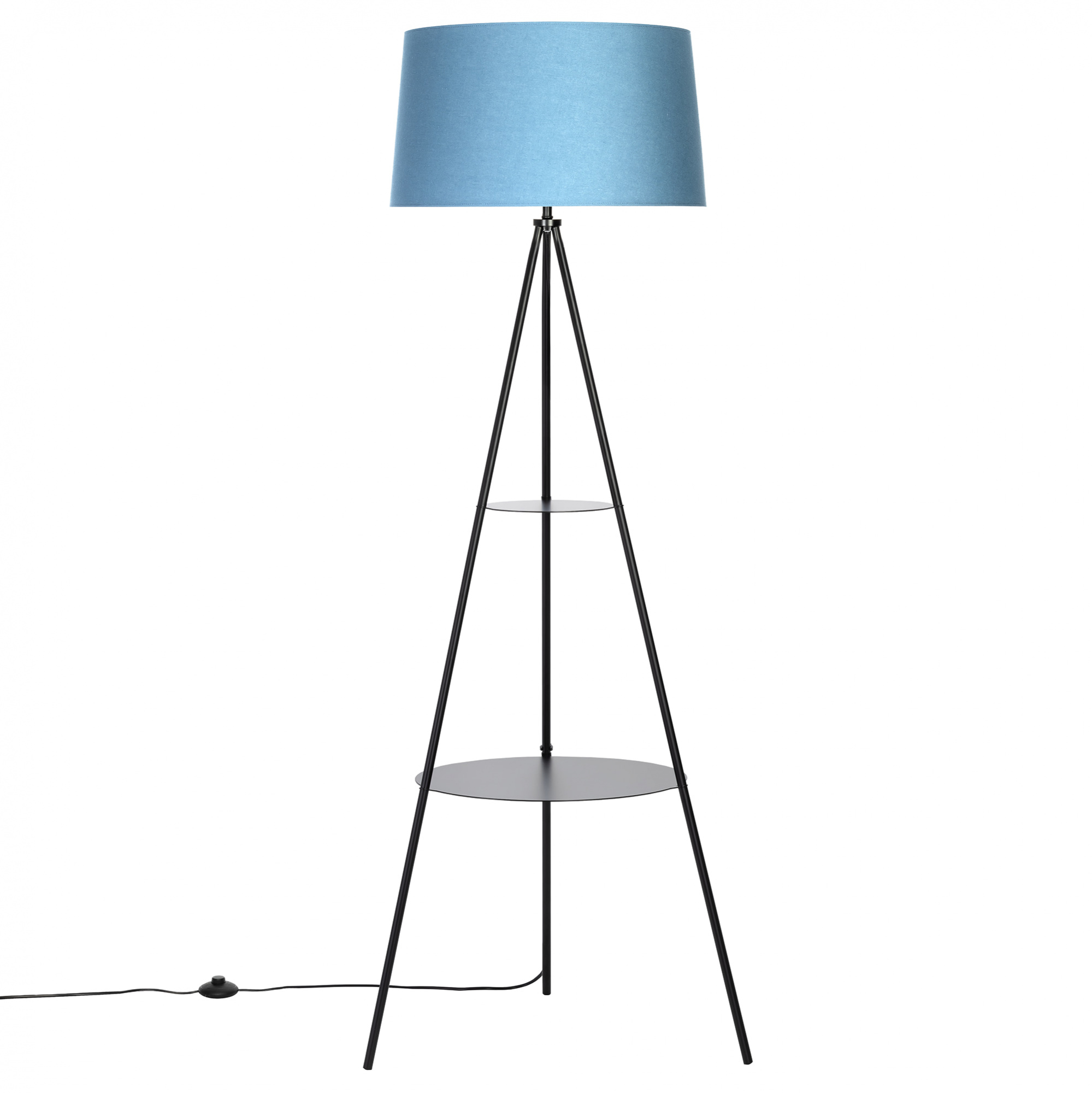 Citilux Рейнер CL806023 Торшер чёрный со столиком и синим абажуром арт. 89123