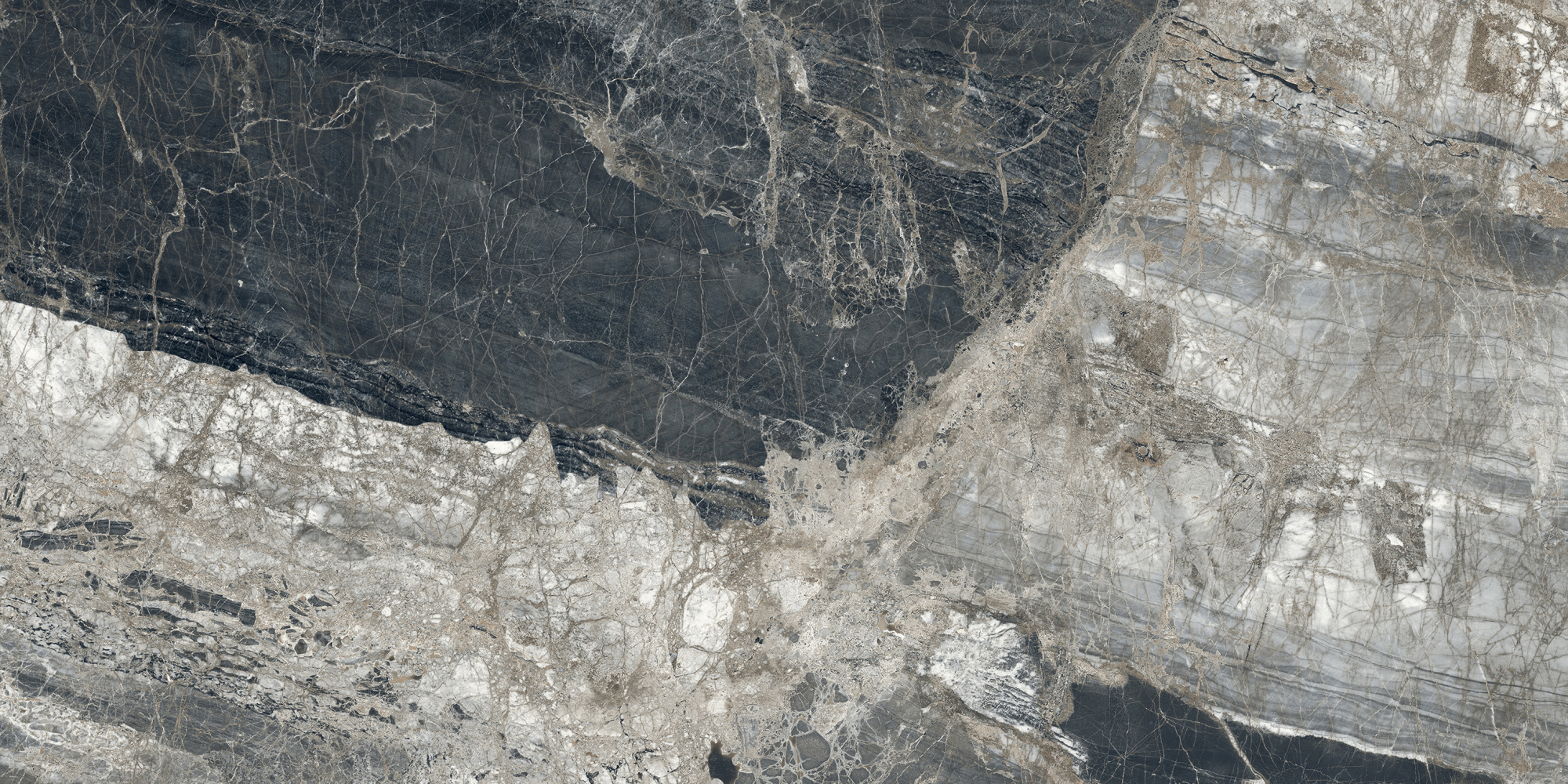Лунар Неро Керамогранит графитовый 80х160 матовый+гл.чернила арт. 26014