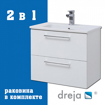Тумба с раковиной подвесная Dreja Gio 80 см, белый арт. 177301