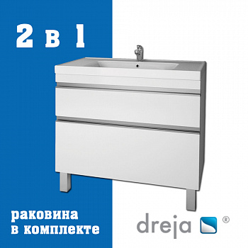 Тумба с раковиной подвесная/напольная Dreja Grace Plus 90 см, белый арт. 177310