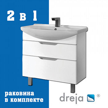 Тумба с раковиной подвесная/напольная Dreja Laguna Plus 105 см, белый арт. 177316
