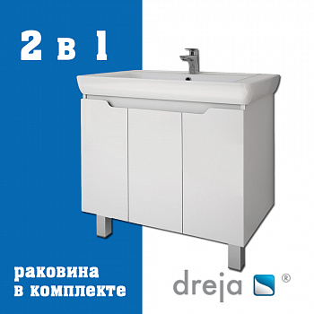 Тумба с раковиной подвесная Dreja Q Plus (D) 80 см, белый арт. 177338