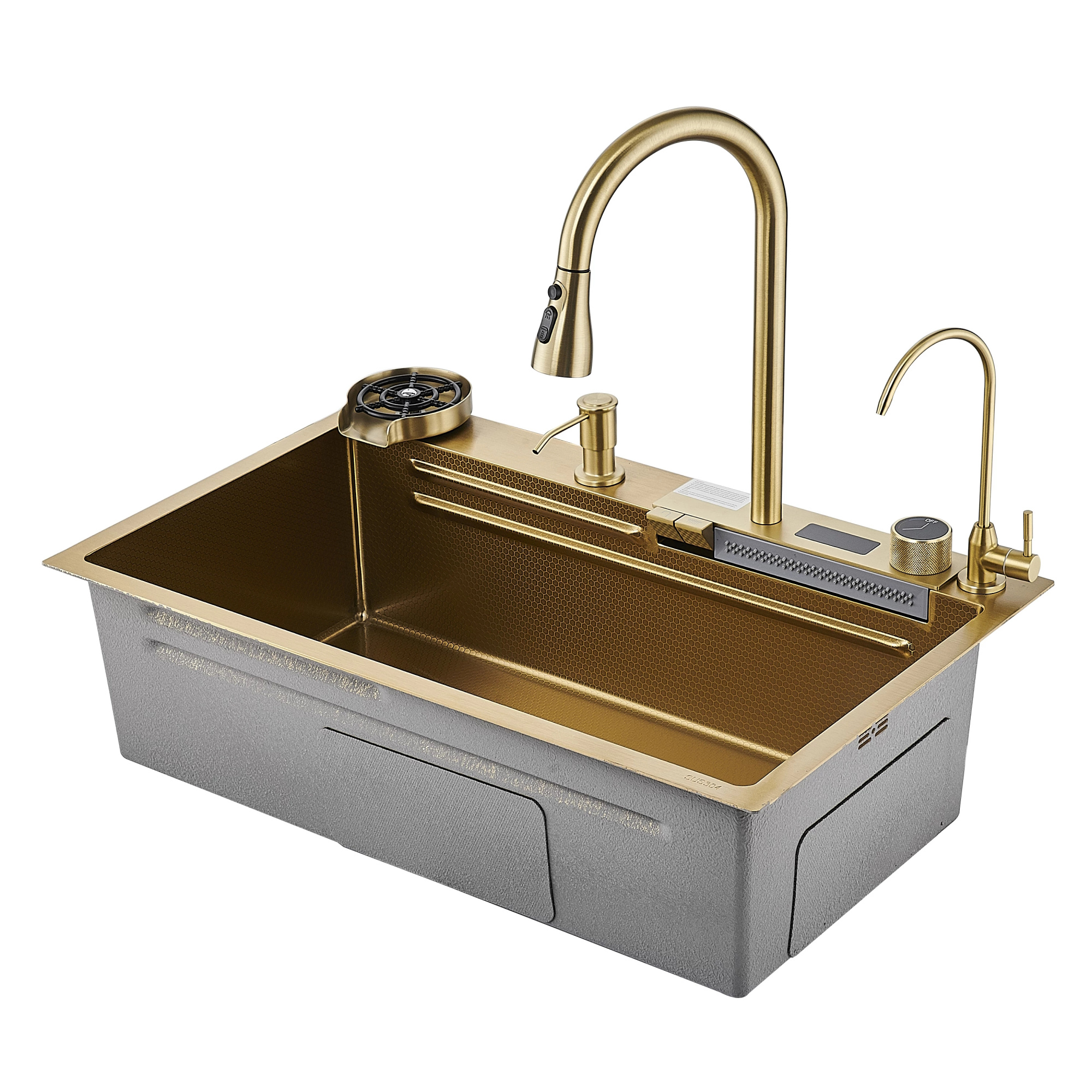 Многофункциональная кухонная мойка Savol S-SC002C, матовое золото арт. 184382