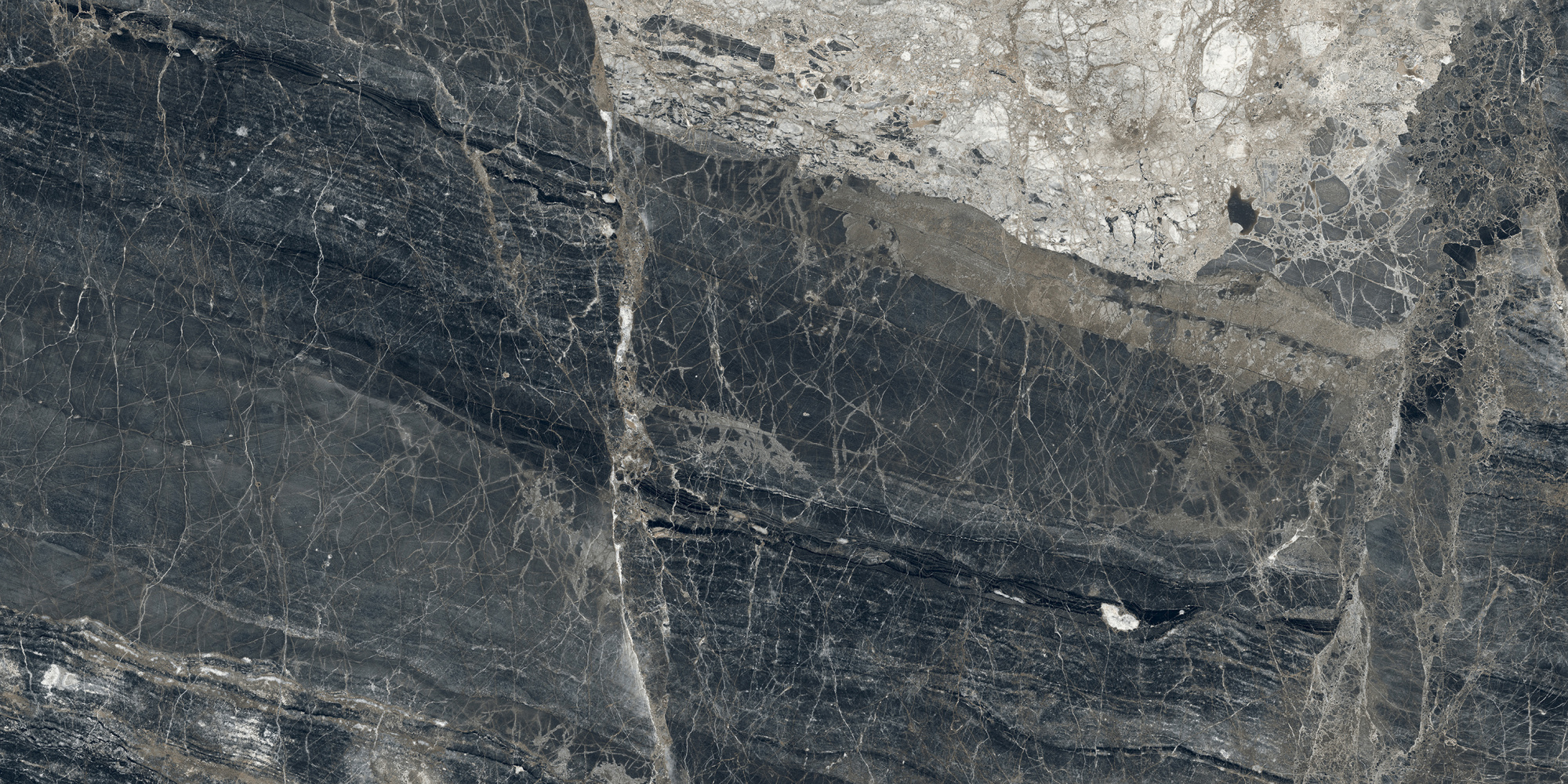 Лунар Неро Керамогранит графитовый 80х160 матовый+гл.чернила арт. 26014