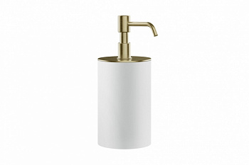 GESSI Дозатор для жидкого мыла настольный, Ø75, H194 мм, белый/Brushed Brass PVD арт. 30518
