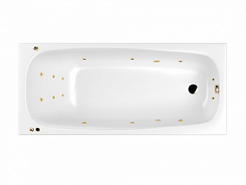 WHITECROSS Layla Slim Ванна акриловая 180x80 см, гидромассаж "SMART", перелив, каркас, белый/золото арт. 32396