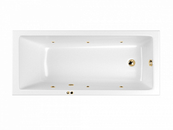 WHITECROSS Wave Slim Ванна акриловая 180x80 см, гидромассаж "SOFT", перелив, каркас, белый/золото арт. 32403