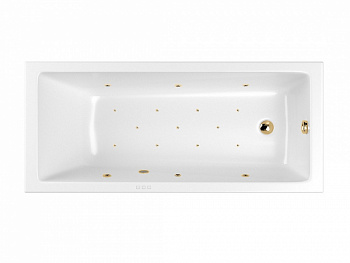 WHITECROSS Wave Slim Ванна акриловая 180x80 см, гидромассаж "RELAX", перелив, каркас, белый/золото арт. 32404
