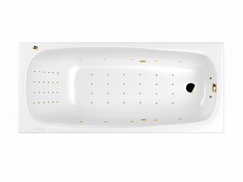 WHITECROSS Layla Slim Ванна акриловая 180x80 см, гидромассаж "NANO", перелив, каркас, белый/золото арт. 32408