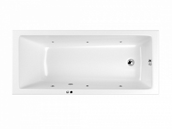 WHITECROSS Wave Slim Ванна акриловая 170x75 см, гидромассаж "SOFT", перелив, каркас, белый/хром арт. 32409