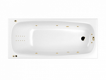 WHITECROSS Layla Slim Ванна акриловая 170x75 см, гидромассаж"SMARTNANO", перелив,каркас,белый/золото арт. 32412