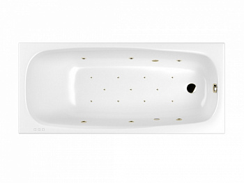 WHITECROSS Layla Slim Ванна акриловая 170x75 см, гидромассаж "RELAX", перелив, каркас, белый/бронза арт. 32413