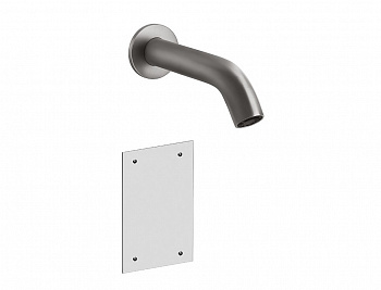 GESSI FLESSA Внешняя часть сенсорного излива из стены, 6V, вылет 200 мм, Steel Brushed арт. 34701