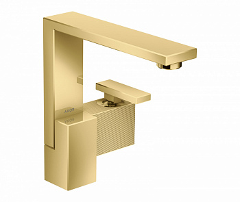 AXOR EDGE Смеситель для раковины, однорычажный, 190, с ДК, с алмазной огранкой, Polished Gold Optic арт. 34818