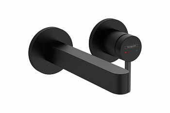 HANSGROHE Finoris Смеситель для раковины из стены, однорычажный, СМ, излив 16,8 см, матовый черный арт. 35283