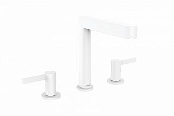 HANSGROHE Finoris Смеситель для раковины, на 3 отверстия, 160, с ДК Push-Open, матовый белый арт. 35286