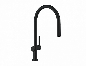 HANSGROHE Talis E Смеситель для кухни однорычажный 210, вытяжной излив, 1jet, sBox, мат.черный арт. 35328