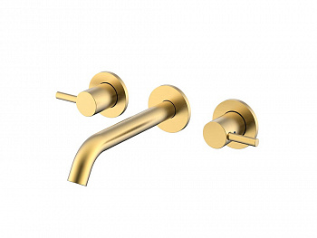 NEMO ROUND Смеситель из стены для раковины на 3 отверстия, BRUSH GOLD арт. 35533