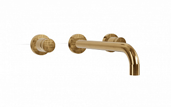 TREEMME X-CHANGE Смеситель настенный для раковины 3 отв., скрытая часть, 230 мм, DZ Brushed gold арт. 35825