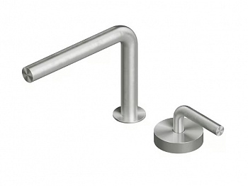 QUADRO DESIGN Levo Смеситель прогрессивный на 2 отверстия из столешницы, Brushed Stainless Steel арт. 35847