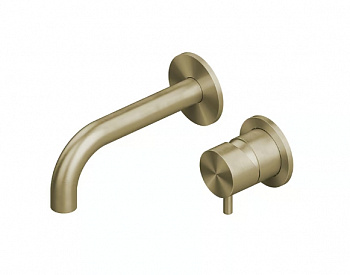 QUADRO DESIGN SOURCE Смеситель для раковины на 2 отверстия из стены, OC PVD: Light gold арт. 35858