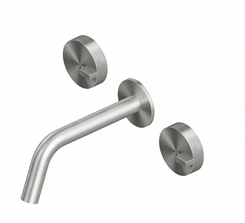 QUADRO DESIGN Q Смеситель для раковины на 3 отверстия из стены,AISI316L Brushed Stainless Steel арт. 35860
