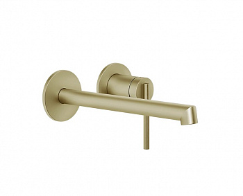 GESSI INGRANAGGIO Смеситель для раковины из стены на 2 отв., с длинным изливом, Brushed Brass PVD арт. 35911