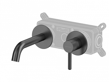WHITECROSS Y Смеситель для раковины из стены на 2 отверстия, вынос 140-160 мм, Оружейная сталь арт. 57946