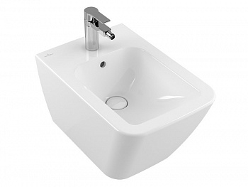 VB FINION Биде подвесное 375x560 мм, 1 отв. с переливом, альпийский белый CeramicPlus арт. 36226