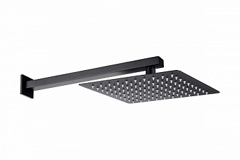 ALLEN BRAU INFINITY Верхний душ Slim,нерж.сталь #304, 250х250мм. держатель 380 мм, матовый чёрный арт. 38339