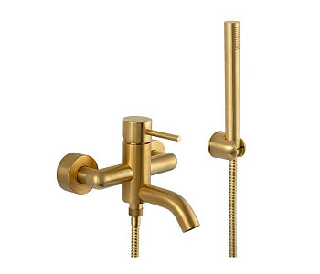 REMER X STYLE Смеситель для ванны с ручным душем, BG brushed gold арт. 38536