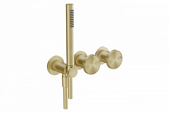 GESSI ORIGINI Внешние части смесителя для душа с ручным душем на 2 позиции, Brushed Brass PVD арт. 39667