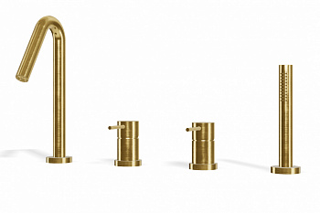 TREEMME Up+ Смеситель на борт ванны с изливом на 4 отверстия, UZ brushed brass арт. 39703