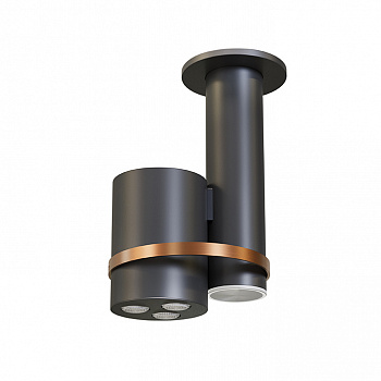 NOKEN EYE Потолочная душевая лейка с хромотерапиией, 100-240V, черный матовый/браш. медь арт. 39903