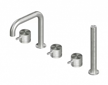 QUADRO DESIGN SOURCE Смеситель на борт ванны на 5 отверстий, Brushed Stainless Steel арт. 40014