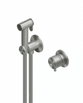 QUADRO DESIGN Смеситель с гигиеническим душем, Brushed Stainless Steel AISI316L арт. 40096