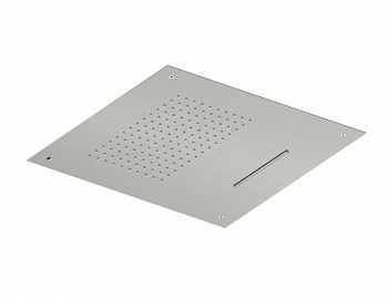 QUADRO DESIGN Душ потолочный встраиваемый с водопадом, 500х500 мм, Brushed Stainless Steel AISI316L арт. 40115