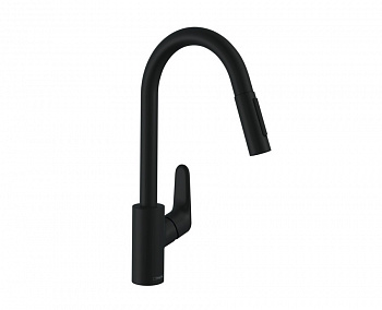 HANSGROHE Focus M41 Кухонный смеситель однорычажный, 240, с вытяжным душем, 2jet, матовый черный арт. 40311