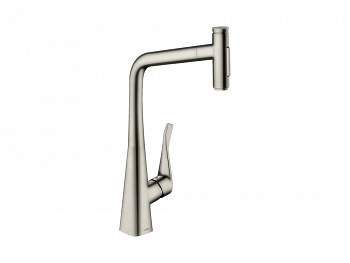 HANSGROHE Metris Select M71 Кухонный смеситель, однорычажный, 320 с вытяжным душем, 2jet, под сталь арт. 40322