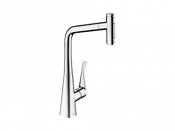 HANSGROHE Metris Select M71 Кухонный смеситель, однорычажный, 320 с вытяжным душем, 2jet, хром арт. 40323